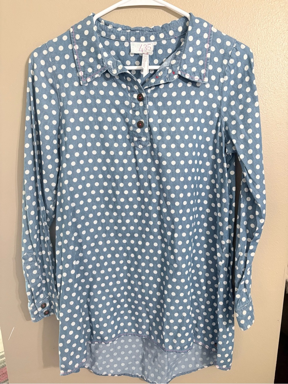 Matilda Jane Light Blue and White Polka Dot Long Sleeve Henley